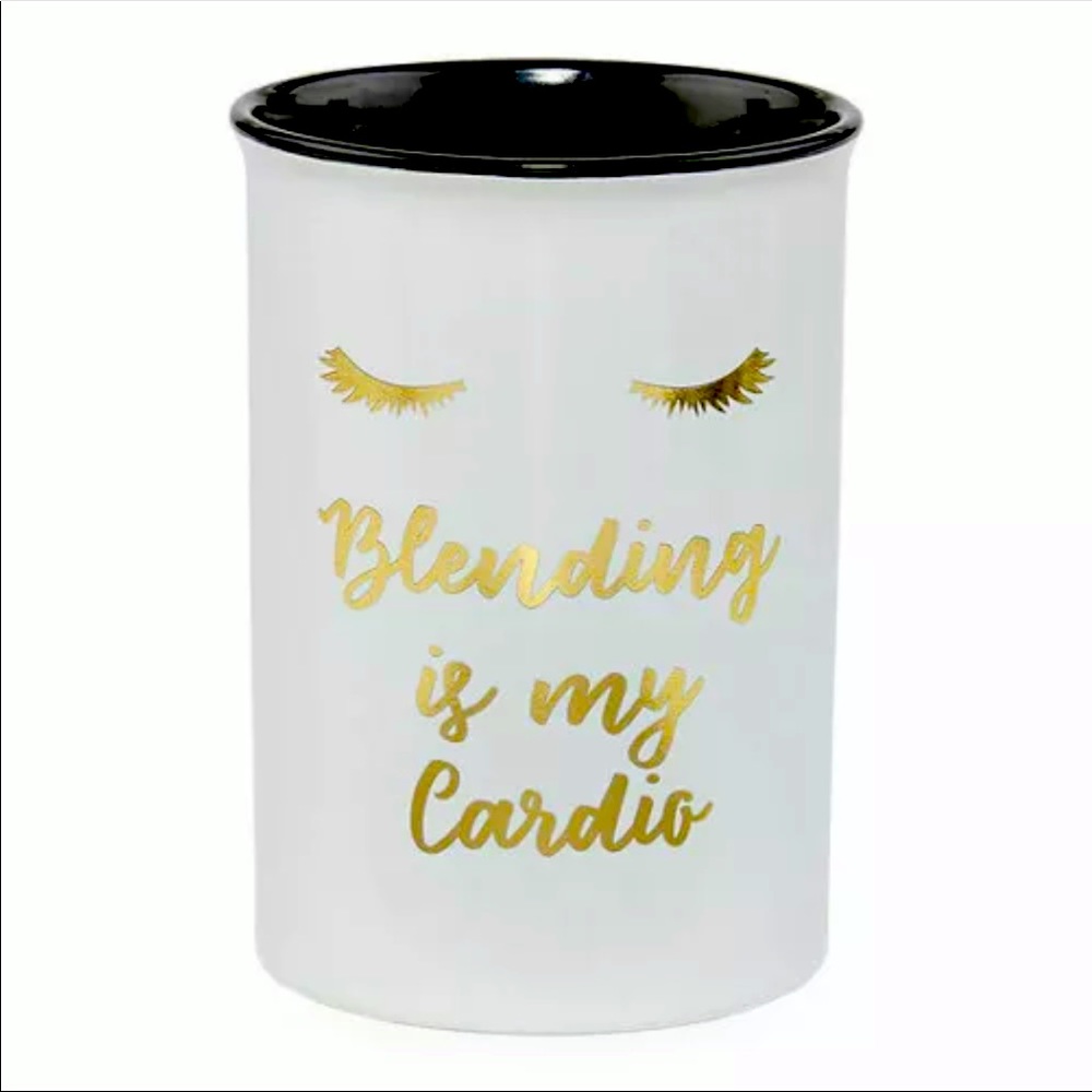 Stoneware cosmetic makeup brush holder